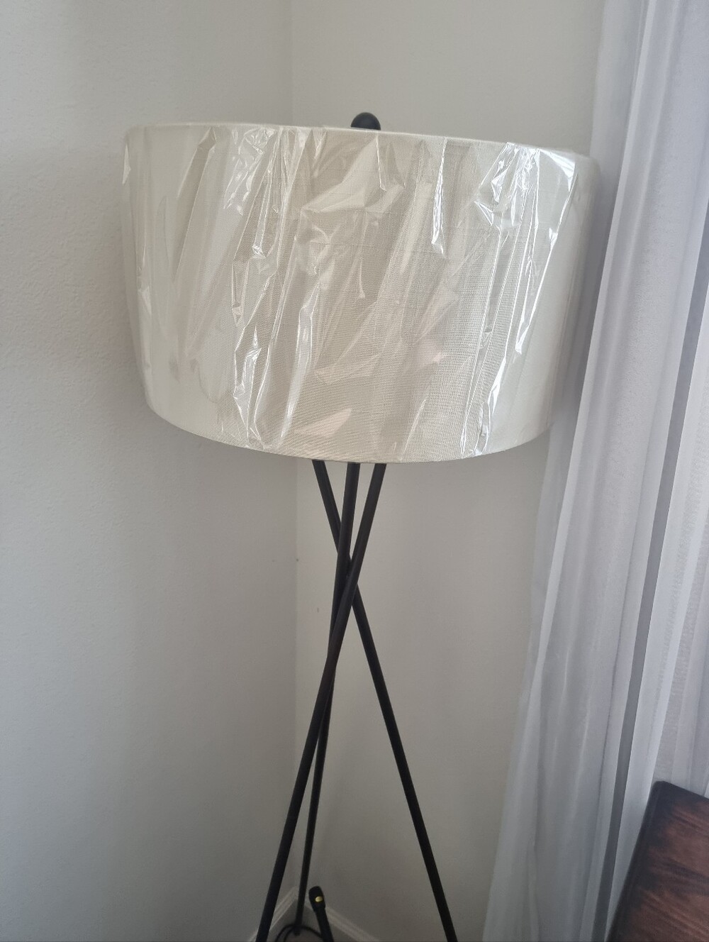 Tripod Floor Lamp with White Drum Shade
